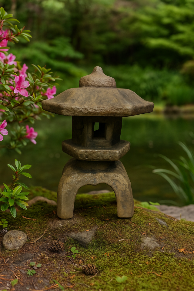 斎庭　結界　パワースポット　置物 Medium 3-Piece Japanese Lantern | Concrete Garden Statue | Solid
